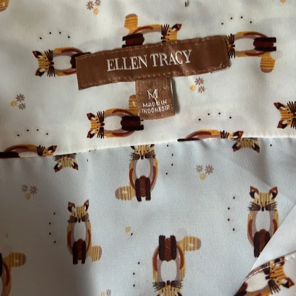 Ellen Tracy Fox motif shirt M - Picture 9 of 11